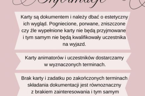 Informacje dotyczące składania kart uczestników
