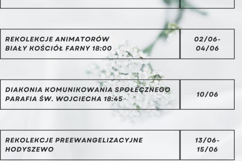 Kalendarium na czerwiec 2025