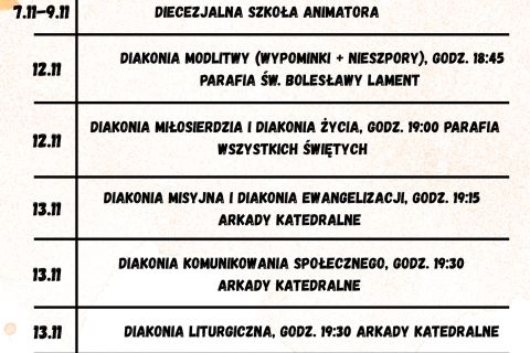 Kalendarium na listopad 2025