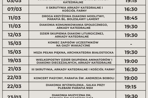Kalendarium na marzec 2026