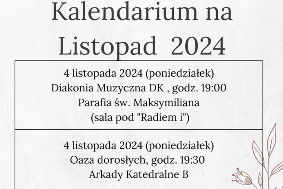 Kalendarium na Listopad