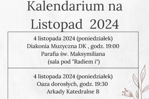 Kalendarium na Listopad