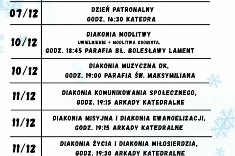 Kalendarium na grudzień 2025