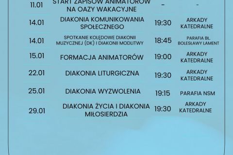 Kalendarium na styczeń 2026